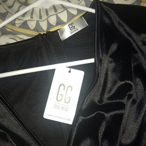 Black satin mini dress